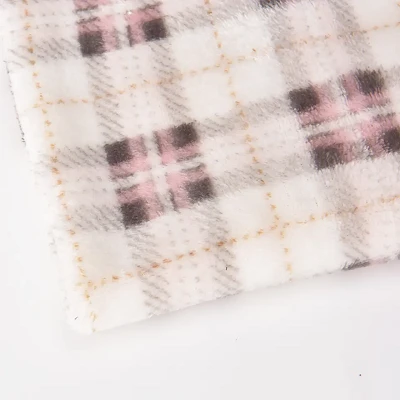 Tkanina flanelowa koralowa w kratkę z nadrukiem
